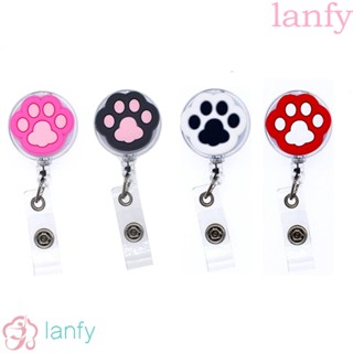 LANFY Office Supplies Retractable Badge Holder PVC Name Card Holder Cartoon Cat Paw Badge Holder Clip Students Lovely High Quality Nurse Doctors ID Card Holder