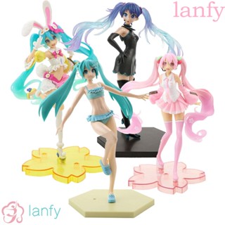 Lanfy โมเดลฟิกเกอร์ PVC รูป Miku Hatsune น่ารัก เหมาะกับของสะสม สําหรับตกแต่งโต๊ะ