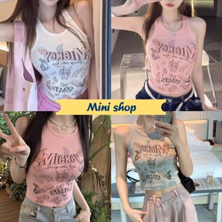 Mini shop🌸พร้อมส่ง🌸 (1A23-2) เสื้อกล้ามไหมพรมลายการ์ตูนน่ารักใส่สบาย -C