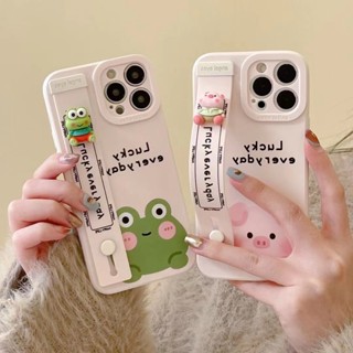 เคสโทรศัพท์มือถือ กันลื่น ลายสัตว์น่ารัก พร้อมสายรัดข้อมือ สําหรับ iPhone 2-1 14Pro max 14Pro 14 13 Pro 13Pro max 12 Pro 11 1 2 Pro 3