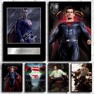 โปสเตอร์ภาพวาดสีน้ํามันบนผ้าใบ รูปภาพยนตร์ Star Henry Cavill Superman สไตล์โมเดิร์น สําหรับตกแต่งผนังบ้าน