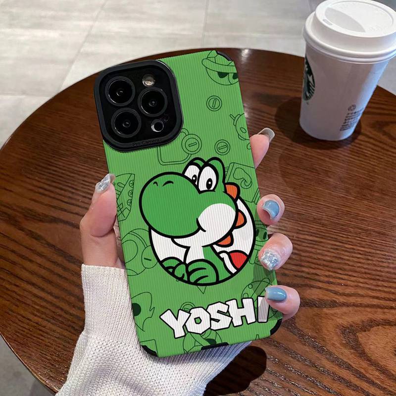 เคสโทรศัพท์มือถือหนังนิ่ม ลายการ์ตูนไดโนเสาร์จิ๋ว สีเขียว สําหรับ IPhone 6S 7 Plus 8 Plus X XS XR XS Max 11 13 12 14 PRO Max 14 Plus 12 13 mINI SE
