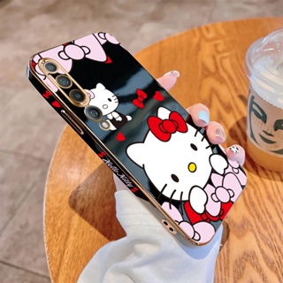 เคสโทรศัพท์มือถือ แบบนิ่ม ลายการ์ตูนคิตตี้ ขอบสี่เหลี่ยม หรูหรา สําหรับ Xiaomi Mi 8 9 9T 10 10T Pro 10 Lite 5G