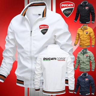 เสื้อแจ็กเก็ตกันลมลําลอง แต่งซิป พิมพ์ลาย Ducati Corse สไตล์สตรีท แฟชั่นสําหรับผู้ชาย