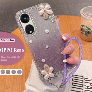 เคสโทรศัพท์มือถือ ประดับกลิตเตอร์ พลอยเทียม ไล่โทนสี 3D สําหรับ Oppo Reno 8T 5G 4G Reno 8 7 4G 5G Reno 7Z 8Z 5G Reno 8 Pro 5G Reno 6 5 5G 4G