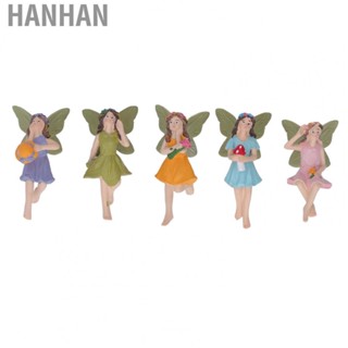 Hanhan Mini Fairy Garden  Fairy Figurines 5 Pcs  for Outdoor