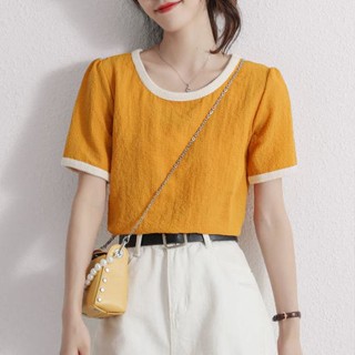 Chiffon T-shirt Womens Summer New short-sleeved T-shirt Korean Fashion Design White short-sleeved T-shirt pullover T-shirt