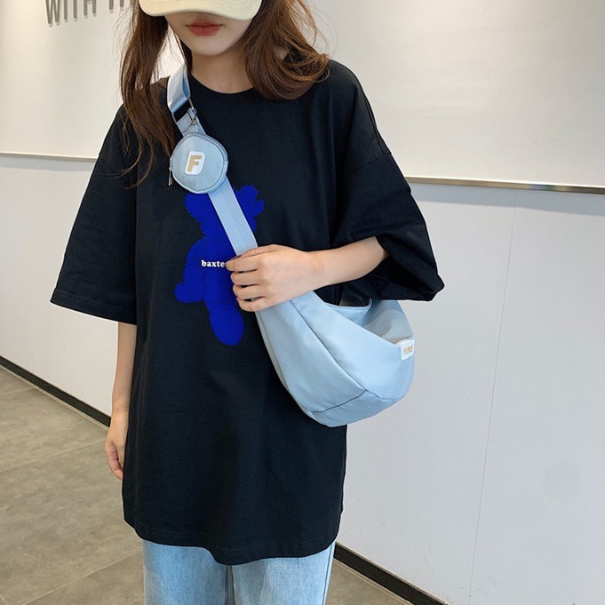 tokyosellected(T1871) กระเป๋าสะพายข้างFEIYUE ผ้าไนล่อน (แถมที่ห้อยใส่เหรียญ)
