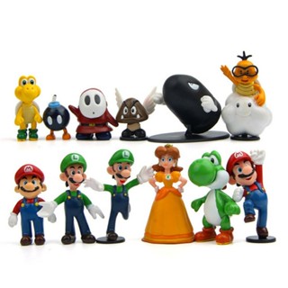 ตุ๊กตาฟิกเกอร์ Super Marios Yoshi Toad Monkey PVC ขนาดเล็ก ของเล่นสําหรับเด็ก 6 ชิ้น ต่อชุด