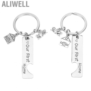 Aliwell 2Pcs Our First Home Keychain Stainless Steel Sturdy Rustproof Fadeless Wide A AN