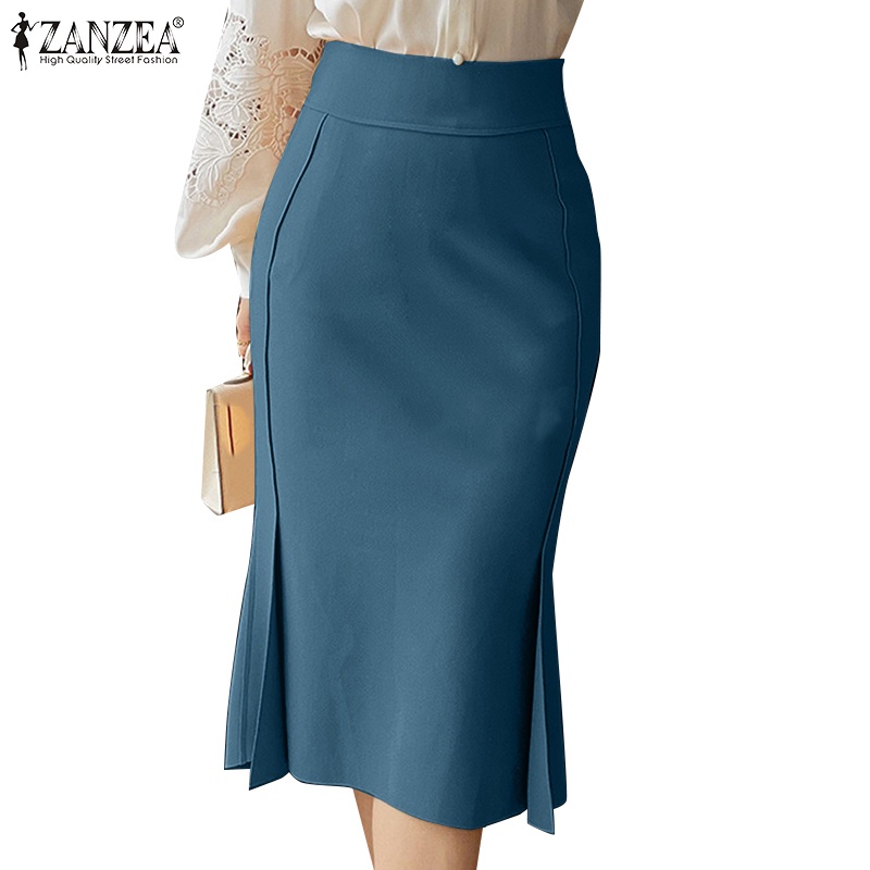 Zanzea กระโปรง เอวสูง ทรงหางปลา หรูหรา สไตล์เกาหลี สําหรับผู้หญิง