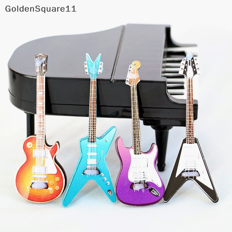 Goldensquare โมเดลกีตาร์ เครื่องดนตรี สําหรับตกแต่งบ้านตุ๊กตา 1 ชิ้น