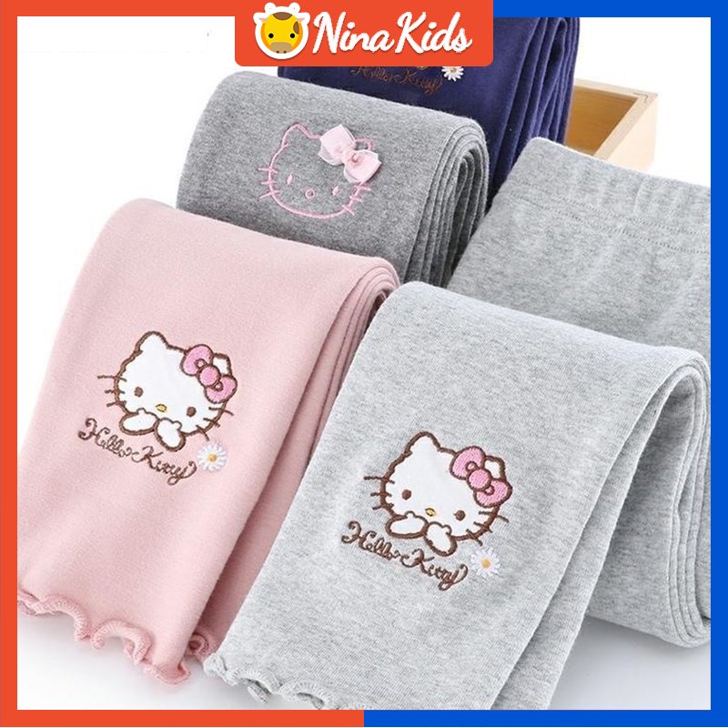 กางเกงเลกกิ้ง ลายการ์ตูนคิตตี้ สําหรับเด็กผู้หญิง อายุ 3-9 ปี