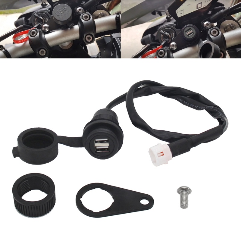 QJ สําหรับ MT-09 SP-MT07 XSR700 XSR900 Tracer- Dual-USB Charger- ปลั๊กอะแดปเตอร์ซ็อกเก็ต