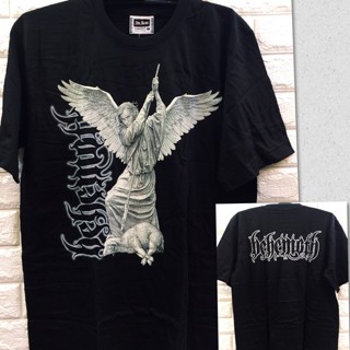 เสื้อยืดแขนสั้น พิมพ์ลายวงร็อค Behemoth สีดํา