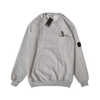 STONE ISLAND เสื้อแจ็กเก็ตกันหนาว คอกลม พิมพ์ลายโลโก้ ISLAND PATCH สีเทา