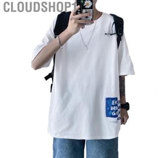 Cloudshop1 Men Loose T Shirt  Easy To Match Crew Neck T Shirt Letter Print Fashionable  for Shopping for Daily