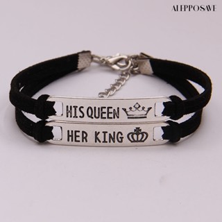 [AS] สร้อยข้อมือ กําไลข้อมือคู่รัก แฟชั่น His Queen Her King เครื่องประดับคู่รัก ของขวัญ