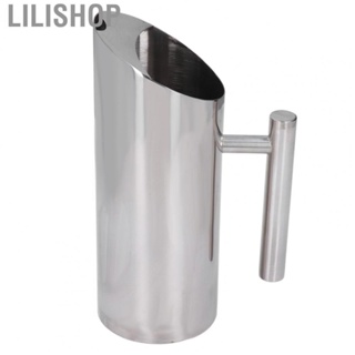 Lilishop Cold Drinking Pitcher Heat Resistant Oblique Spout 1L / 33.8oz Stainless Steel Water Tie Pot Rustproof with Ergonomic Handle