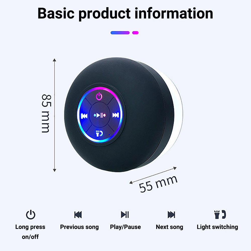 ลำโพงบลูทูธกันน้ำ เสียงชัดติดในห้องน้ำ ขนาดเล็กพกพา Bluetooth Mini Speaker ลำโพง พร้อมที่ดูดด้วย ติดข้างหลังมือถือ