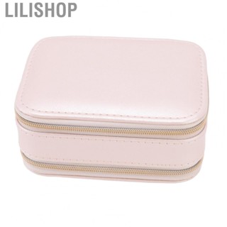 Lilishop Jewelry Case Double Layer Portable Pink Necklace Hook Design Convenient Handle