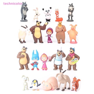 [technicolor] ใหม่ พร้อมส่ง ตุ๊กตาฟิกเกอร์ Masha And The Bear สําหรับตกแต่งเค้ก 10 ชิ้น ต่อชุด