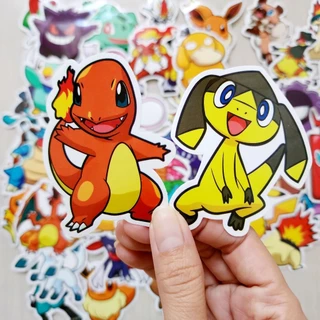 สติ๊กเกอร์ การ์ตูน Pokemon โปเกมอน ปิกาจู ตัวใหญ่ ติดแน่น กันน้ำ (50ชิ้น) sticker