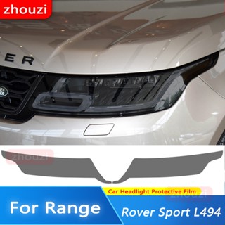 สติกเกอร์ฟิล์ม TPU ใส ป้องกันไฟหน้ารถยนต์ สีดํา สําหรับ Range Rover Sport L494 2014 2 ชิ้น