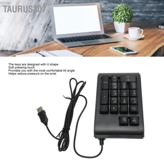  Taurus307 แป้นพิมพ์ตัวเลข 19 คีย์พร้อมไฟพื้นหลัง 3 สีรูปตัว U ปุ่ม Plug and Play USB แบบมีสายสำหรับแล็ปท็อปพีซีเดสก์ท็อป