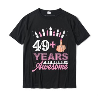 เสื้อยืดผ้าฝ้าย พิมพ์ลาย I Am 49 Plus Middle Finger 50th birthday idea ขนาดใหญ่ สําหรับผู้ชาย