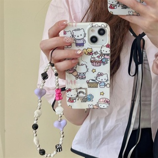 เคสโทรศัพท์มือถือ ซิลิโคน กันกระแทก ลายแมวน่ารัก พร้อมสายโซ่คล้อง สําหรับ Apple Iphone 13 14promax 14pro 14 13Promax 11 12