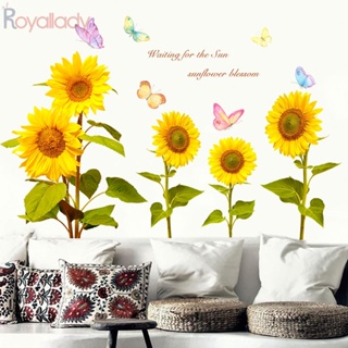 #ROYALLADY#Wall สติกเกอร์ PVC ลายดอกทานตะวัน มีกาวในตัว กันน้ํา เป็นมิตรกับสิ่งแวดล้อม สําหรับติดตกแต่งผนังบ้าน