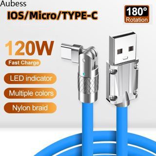 Ready 120w 6a Fast Charging Cable 180° Rotating Elbow Zinc Alloy Super Charging Micro Usb/type-c /ios Data Cable For Ios Micro Usb Type-c Serein