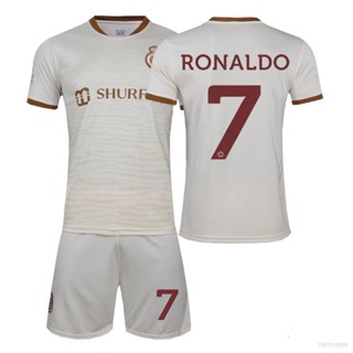 ใหม่ เสื้อยืด ลายทีมชาติฟุตบอล Ronaldo 22-23 Al Nassr Away 2 ชิ้น ต่อชุด