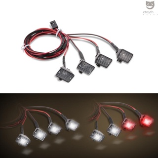 Ctoy ไฟ LED ทรงสี่เหลี่ยม อเนกประสงค์ พร้อมโป๊ะ สําหรับรถไต่หินบังคับ 1/10 HSP REDCAT Axial SCX10 Traxxas TRX-4 4 ชิ้น