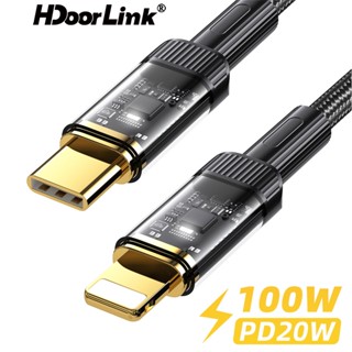 Hdoorlink PD100W USB-C เป็น USB C สายเคเบิล PD20W ชาร์จเร็ว สายชาร์จ สําหรับ IOS Samsung Huawei 5A สายเคเบิล Type-C