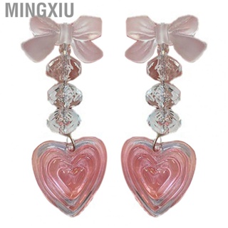 Mingxiu Love Drop Dangle Earrings  Elegant Oxidation Resistant Pink Acrylic Heart Earring Trendy for Women Dating