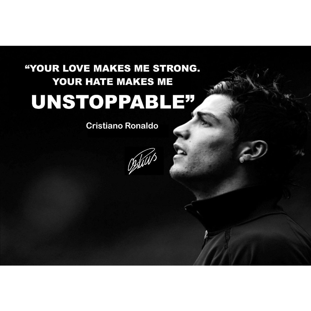Cristiano Ronaldo motivational Quote ลายเซ็นโปสเตอร์ผ้าไหม S Football Star Poster0513