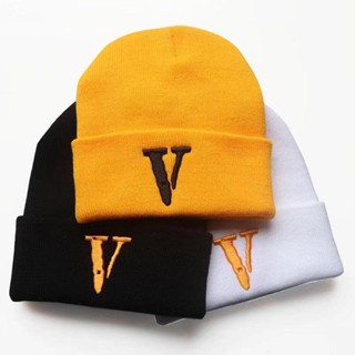 Vlone หมวกบีนนี่ถัก ปักลาย สําหรับเล่นสกี