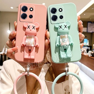 พร้อมส่ง เคสโทรศัพท์มือถือ TPU แบบนิ่ม ลายหมีน่ารัก พร้อมสายคล้องมือ และขาตั้ง สําหรับ Infinix Note 30 30Pro 30vip 30i 4G 5G Note30