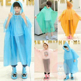 Laa6 เสื้อกันฝน กันน้ํา สีพื้น สําหรับเด็ก