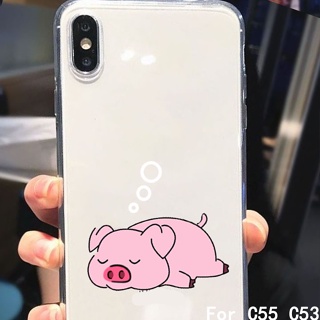 เคสโทรศัพท์มือถือ ซิลิโคนนิ่ม ใส กันกระแทก ลายหมูน่ารัก สําหรับ Realme C53 C55 C35 C33 C30 C30s C25 C25y C21 C21y C15 C12 C11 C3 5 5i 6 5G 9 10 11 Pro Plus