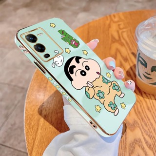 เคสโทรศัพท์มือถือ แบบนิ่ม ลายการ์ตูนชินจัง ขอบสี่เหลี่ยม หรูหรา สําหรับ Vivo V21 4G 5G V21E V23 V23E V25 Pro 5G V25E V27E