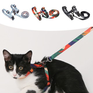 ป้องกันการสูญหาย เดินกลางแจ้งพร้อมปลอกคอฝึกควบคุมง่ายชุดสายจูงแมว Cat Leash Set