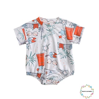 Babyclothes- ชุดรอมเปอร์ บอดี้สูท คอกลม แขนสั้น พิมพ์ลายการ์ตูน สําหรับเด็กทารกแรกเกิด