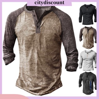 &lt;citydiscount&gt; เสื้อยืดคอกลม แขนยาว พิมพ์ลาย สไตล์วินเทจ แฟชั่นฤดูร้อน สําหรับผู้ชาย