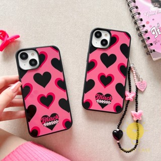 For เคสไอโฟน 14 Pro Max [Sweet Black Heart] เคส Phone Case For iPhone 14 Pro Max Plus 13 12 11 For เคสไอโฟน11 Ins Korean Style Retro Classic Couple Shockproof Protective TPU Cover Shell