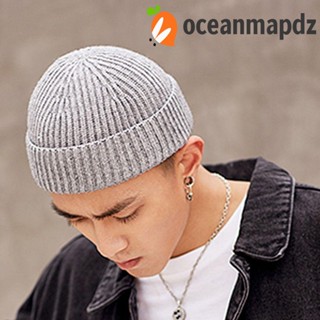 OCEANMAPDZ หมวกถัก ไร้ปีก น่ารัก ย้อนยุค ขั้วโลก หมี สีพื้น หมวกแตงโม หมวกบอนเน็ต ผู้หญิง Skullcap