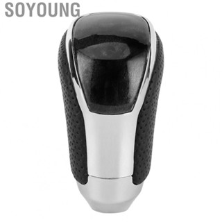 Soyoung Piano Black Gear Shift Knob Stick Shifter Perforated Leather Hand Ball Fit for Toyota Alphard/Crown/Vellfire 2015-2019 Car style