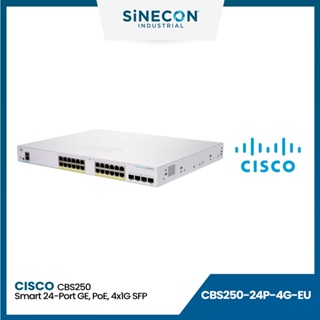 CISCO SWITCH สวิตซ์ CBS250 Smart 24-port GE, PoE, 4x1G SFP (CBS250-24P-4G-EU)